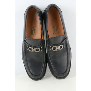 Salvatore Ferragamo Gancini Black Leather Loafers Dress Shoes Size 9 D